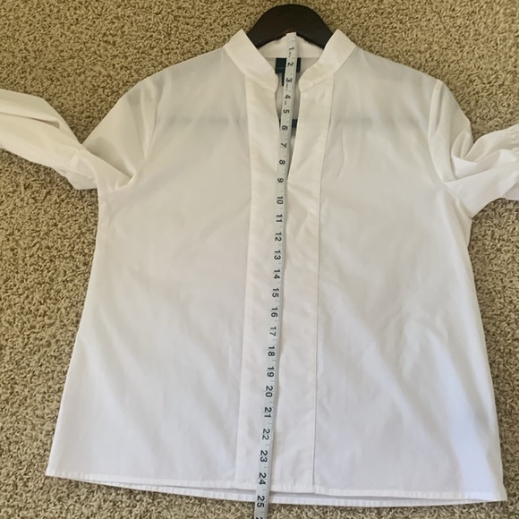 Worthington high collar v neck flare bell sleeve white women’s top SZ M - Picture 10 of 11